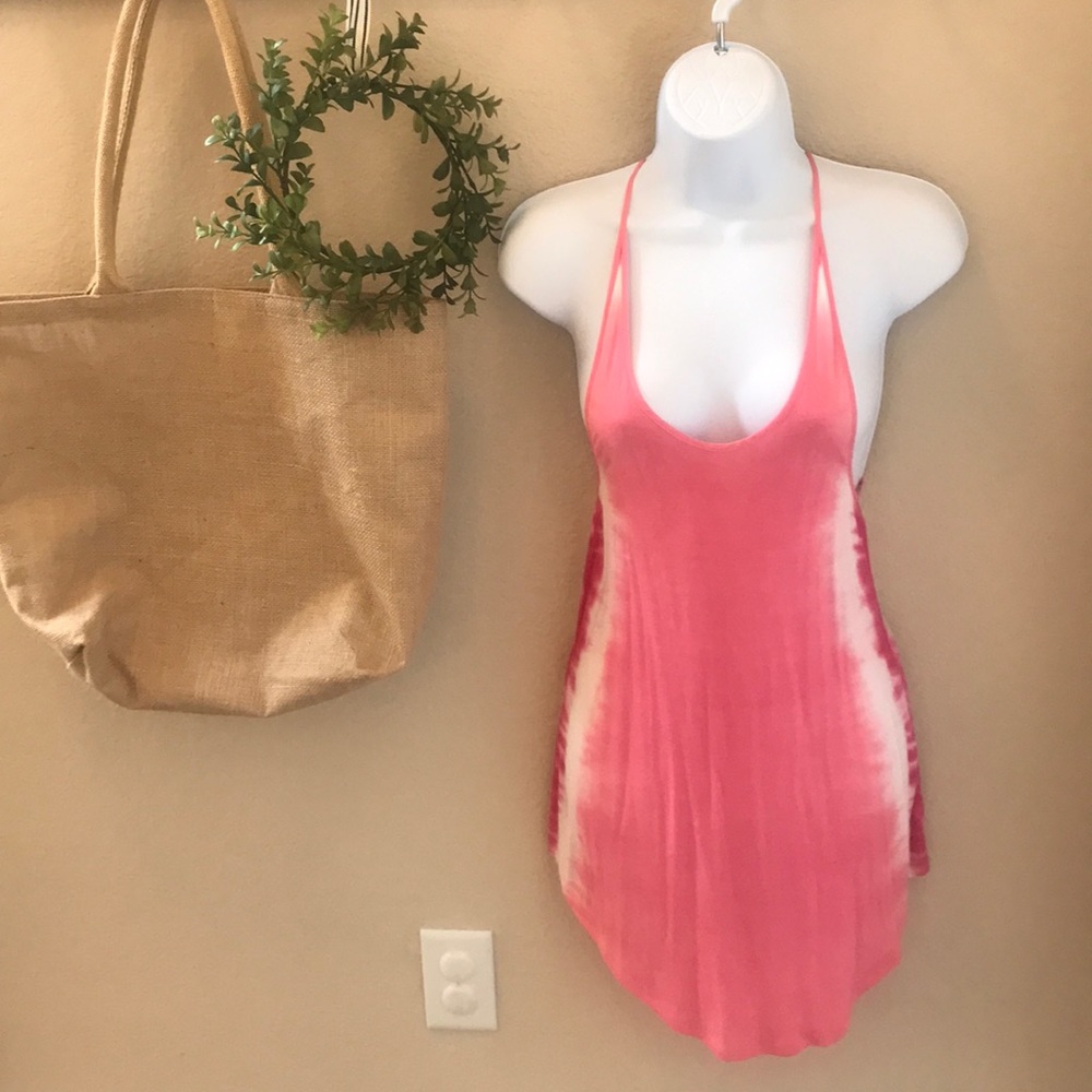 Bebe pink tie-die top-XS